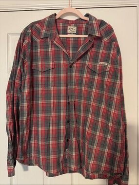Lucky Brand Red and Gray Plaid Shirt